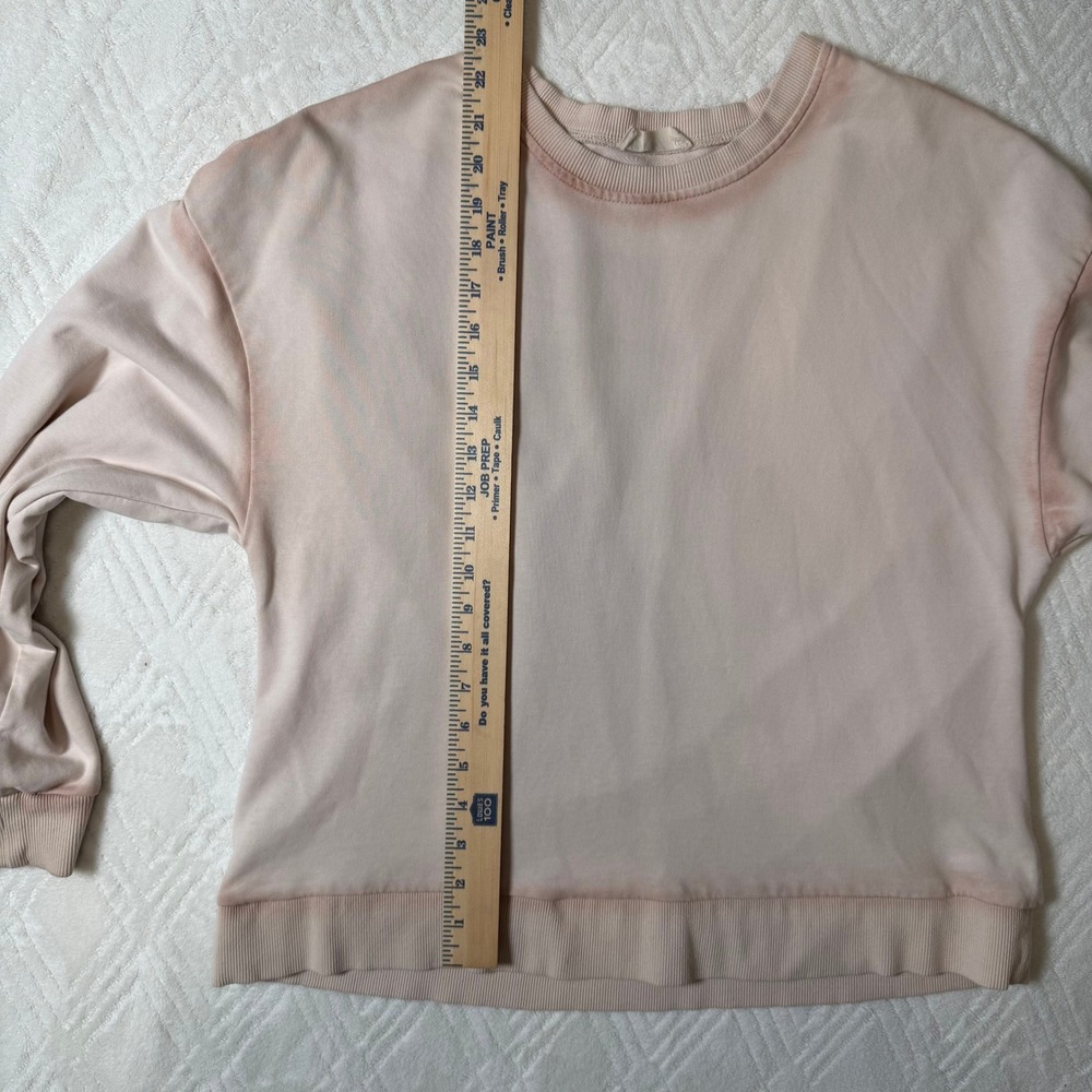 Cozy Minimalist Blush Pink Oversized Raw Seam Cotton Sweatshirt Women's M - Picture 6 of 7